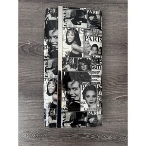 PARIS MAGAZINE Collage Clutch Purse Glossy Black and White 7 X 11.5”